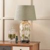 Safari Tall Glass Table Lamp Base with Milos 40cm Pistachio Green Linen Tapered Lampshade