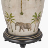 Safari Tall Glass Table Lamp Base with Edward 40cm Pistachio Green Linen Cylinder Lampshade