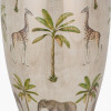 Safari Tall Glass Table Lamp Base with Bacall 45cm Almond Silk Knife Pleat Empire Lampshade