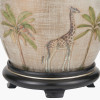 Safari Medium Glass Table Lamp Base with Milos 35cm Pistachio Green Linen Tapered Lampshade