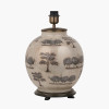 Guinea Fowl Large Glass Table Lamp Base with Harry 40cm Black Cotton Mix Cylinder Lampshade