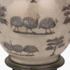 Guinea Fowl Large Glass Table Lamp Base with Harry 40cm Black Cotton Mix Cylinder Lampshade