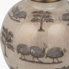 Guinea Fowl Large Glass Table Lamp Base with Henry 40cm Tobacco Handloom Cylinder Lampshade