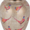 Pheasant Medium Glass Table Lamp Base with Lyndon 35cm Taupe Silk Mix Knife Pleat Tapered Lampshade