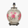 Rhododendron Large Glass Table Lamp Base with Harry 45cm Taupe Cotton Mix Cylinder Lampshade