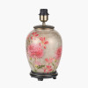 Dahlia Alstroemeria Medium Glass Lamp Base with Bacall 40cm Almond Silk Knife Pleat Empire Lampshade