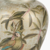 Parrot Small Glass Table Lamp Base with Milos 30cm Pistachio Green Linen Tapered Lampshade