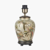 Parrot Small Glass Table Lamp Base with Edward 30cm Natural Linen Cylinder Lampshade