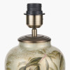 Parrot Small Glass Table Lamp Base with Lino 25cm Cream Self Lined Linen Cylinder Lampshade