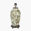 Parrot Tall Glass Table Lamp Base with Lino 40cm White Self Lined Linen Cylinder Lampshade