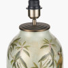 Parrot Tall Glass Table Lamp Base with Lino 40cm White Self Lined Linen Cylinder Lampshade