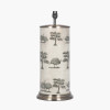 Guinea Fowl Large Cylinder Glass Table Lamp Base with Henry 40cm White Handloom Cylinder Lampshade