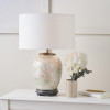 Daikon Flower Medium Glass Table Lamp Base with Henry 35cm White Handloom Cylinder Lampshade