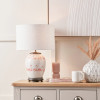 Flamingo Medium Glass Table Lamp Base with Lino 35cm White Self Lined Linen Cylinder Lampshade