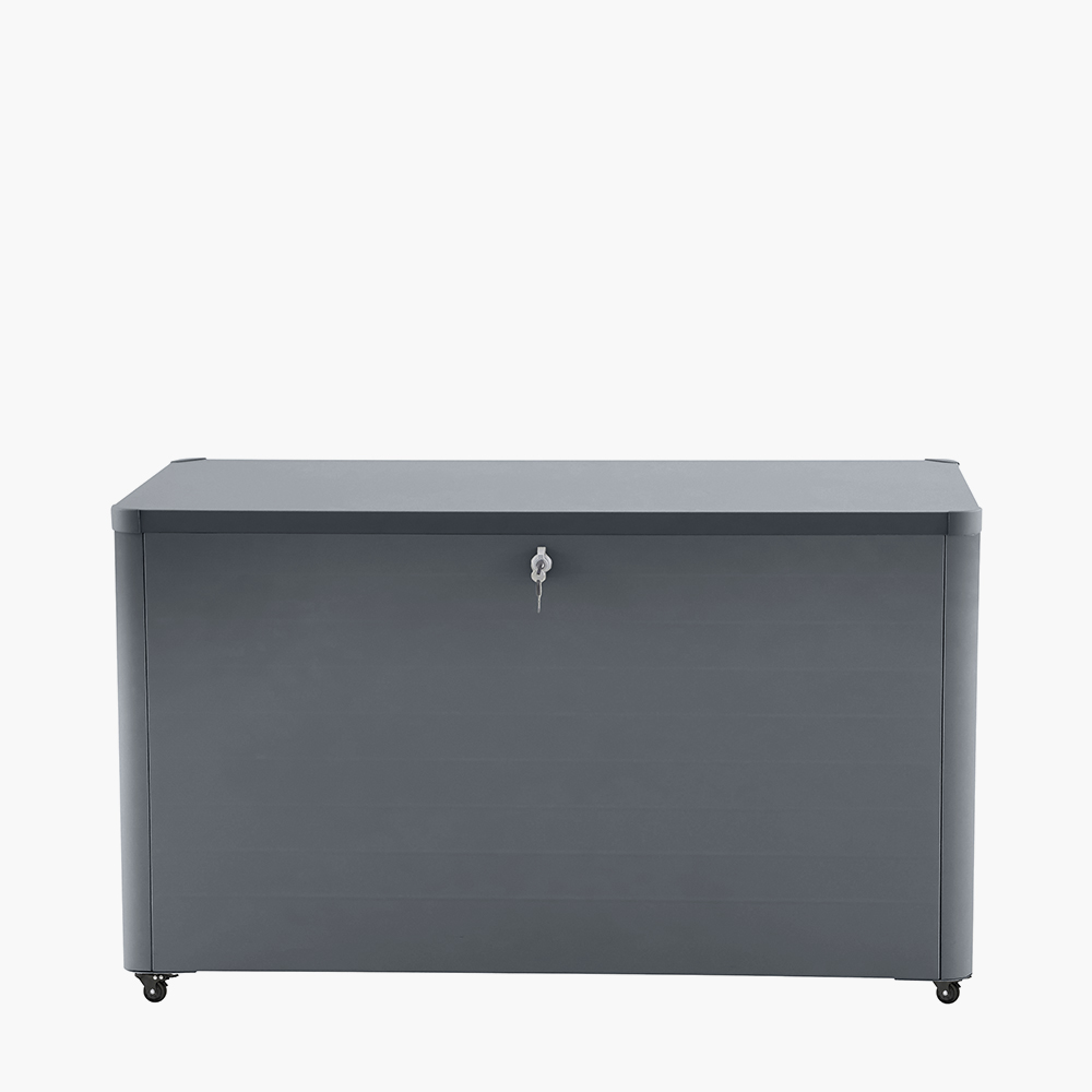 Galvanised Steel Outdoor Cushion Storage Box 533L Anthracite Lockable Wheeled - Picture 3 of 4