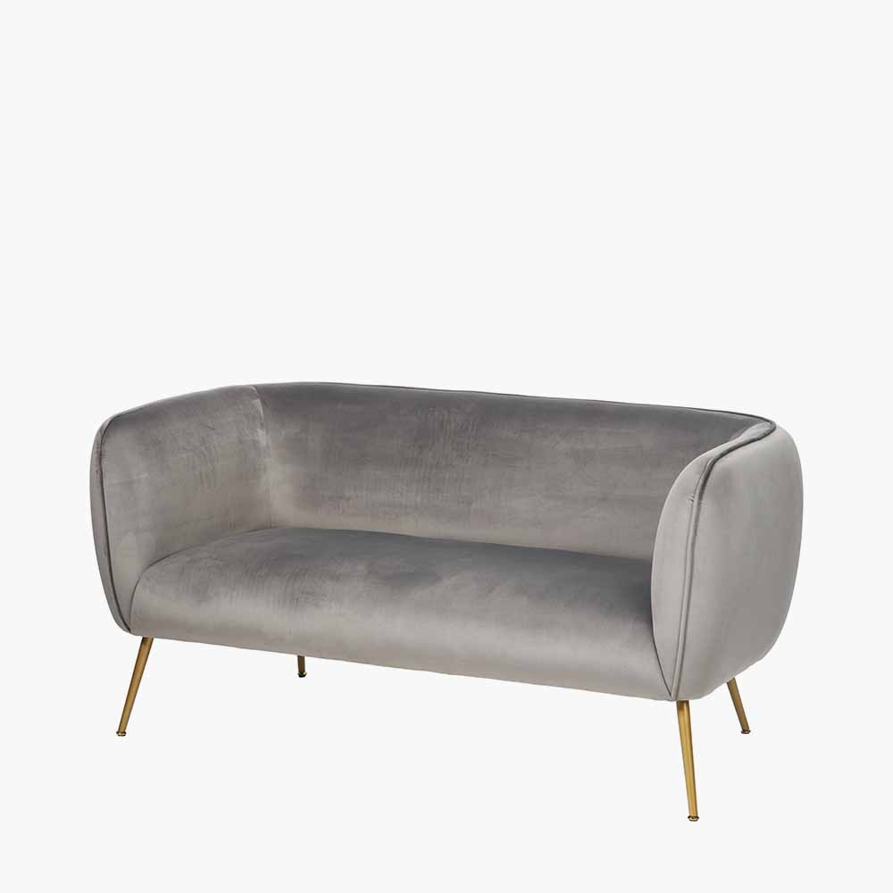 Pacific Lifestyle Limited Lucca Dove Grey Velvet and Metal Sofa