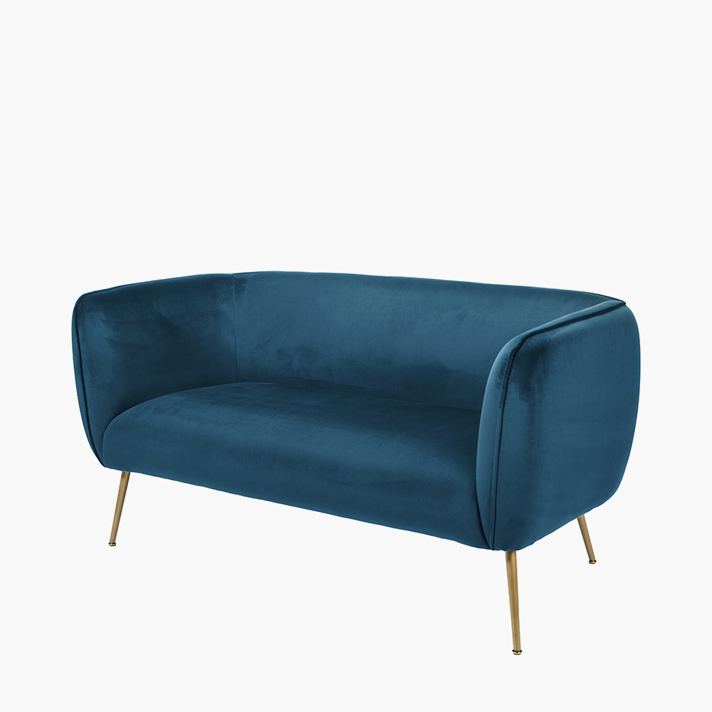 Pacific Lifestyle Limited Lucca Sapphire Blue Velvet Sofa with Gold Legs