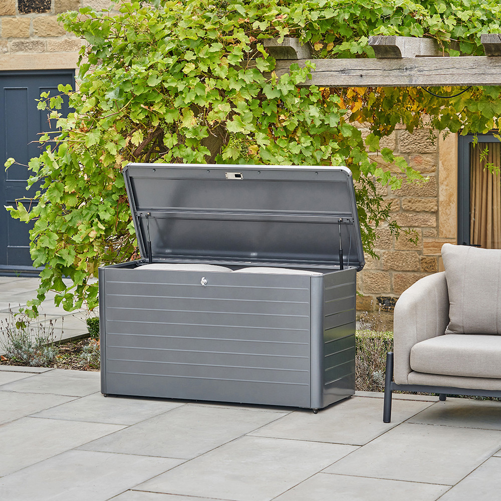 Galvanised Steel Outdoor Cushion Storage Box 533L Anthracite Lockable Wheeled - Picture 1 of 4