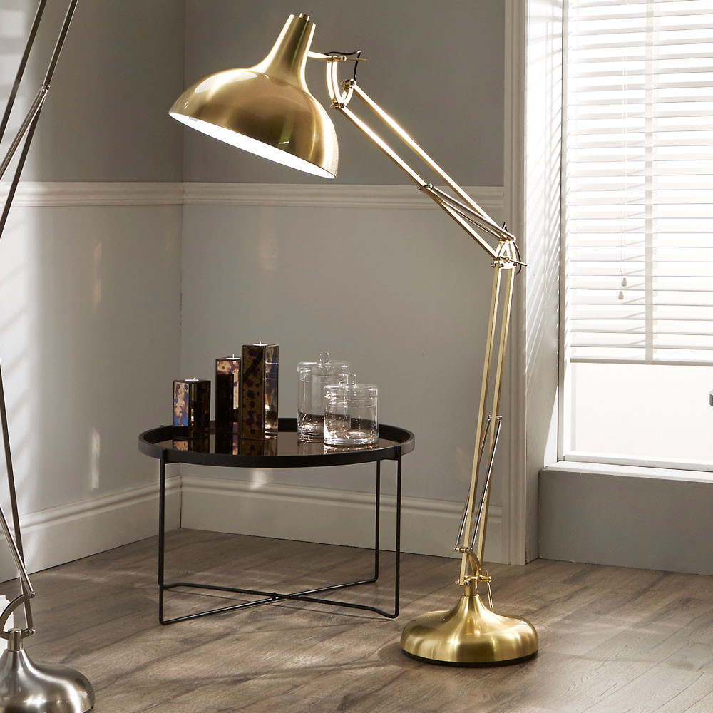 Pacific Lifestyle Limited Alonzo Brass Metal Task Floor Lamp