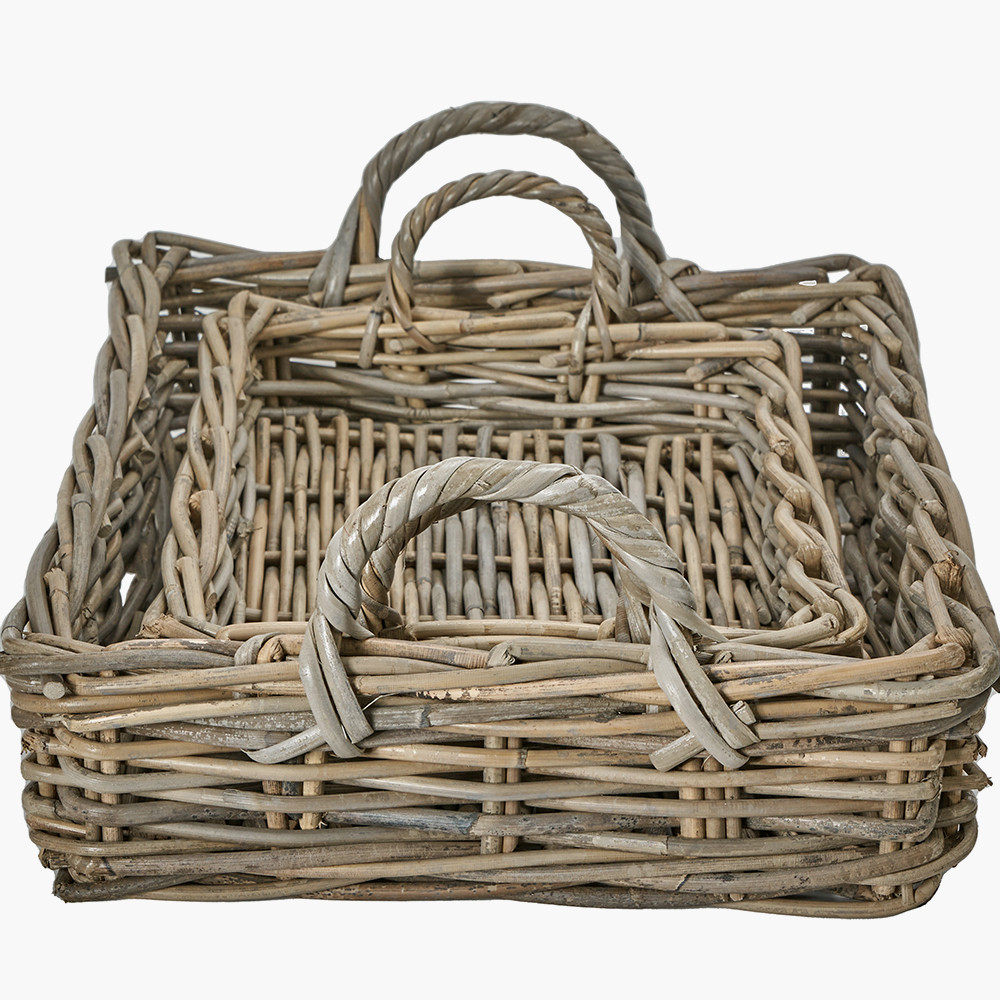 Pacific Lifestyle Limited S/2 Grey Kubu Basket Trays