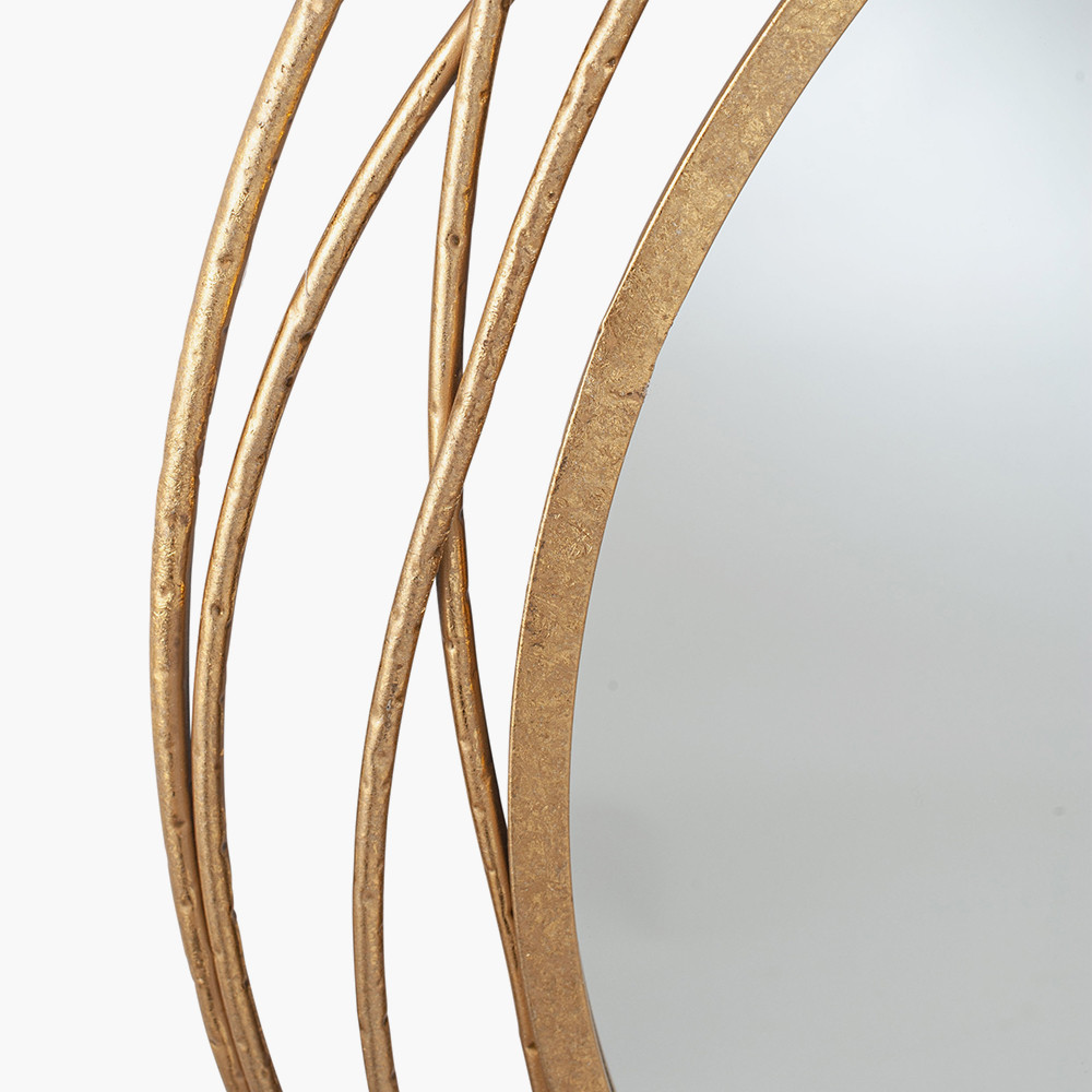 Pacific Lifestyle Limited Antique Gold Metal Swirl Round Wall Mirror