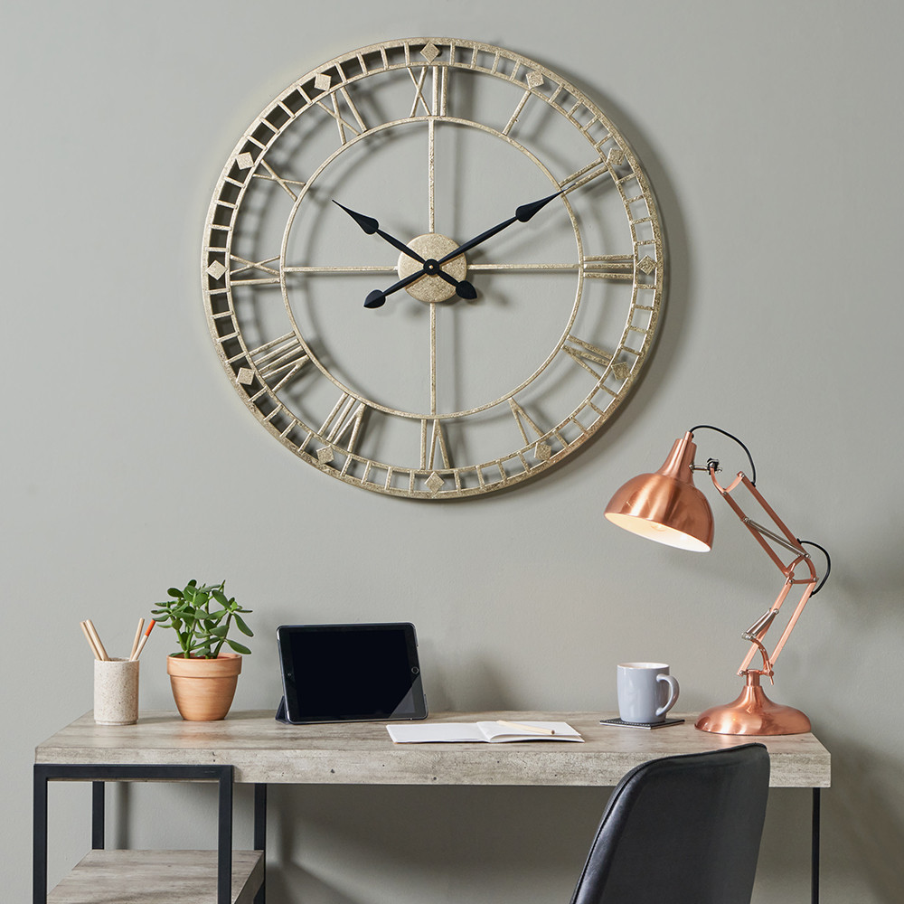 Pacific Lifestyle Limited - Antique Gold Metal Round Wall Clock Large