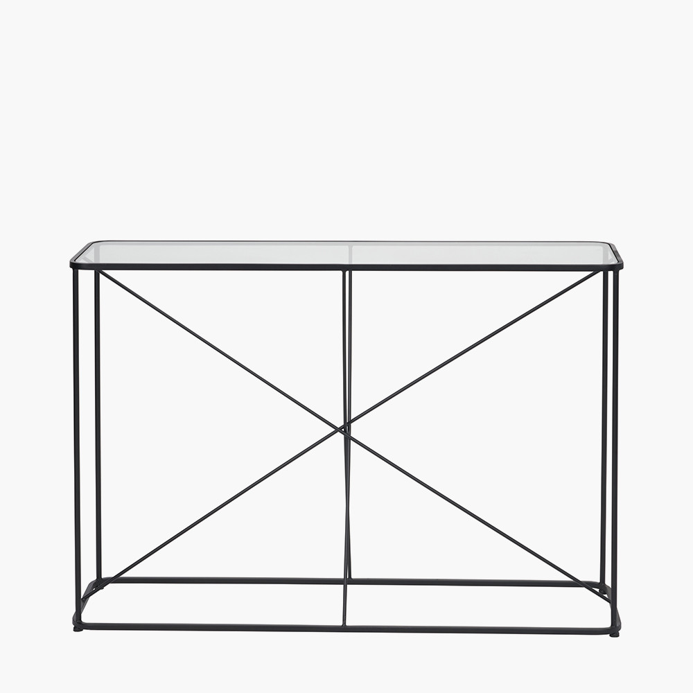 Pacific Lifestyle Limited Roxy Glass and Black Metal Console Table
